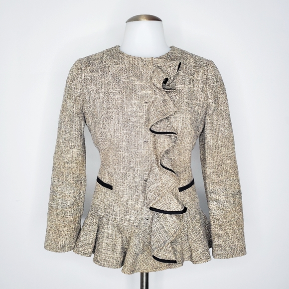 RED Valentino RARE Ruffled Tweed Blazer Jacket - Picture 2 of 14